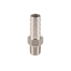 BANJO 1/4 inch MPT X 1/2" HOSE BARB-STAINLESS STEEL