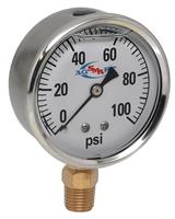 GAUGE - 100 PSI LIQUID FILL SS CASE