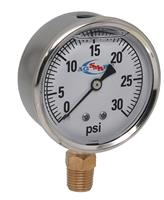 GAUGE - 30 PSI LIQUID FILL SS CASE