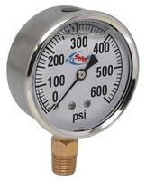 GAUGE - 600 PSI LIQUID FILL SS CASE