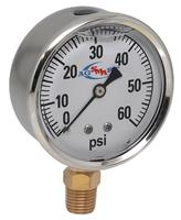 GAUGE - 60 PSI LIQ FILL 4" SS CASE