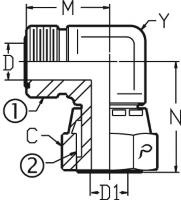 OFS X FOFX 90 - OFS SWIVEL NUT ELBOW