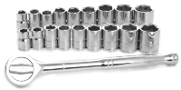3/8" DR SAE/METRIC SOCKET SET 19 PC
