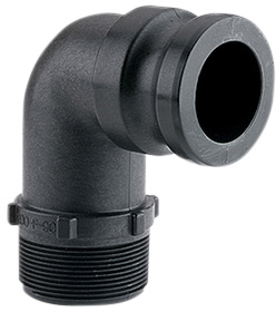 2 IN THREAD 90 DEG M ADAPTER, BLACK POLY