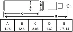 1.75X12.5 SPINDLE FOR 280551 (888)