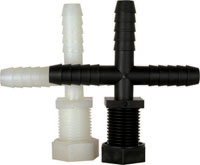 NOZZLE TEE-3 BARBS 3/8" W/NUT - POLY