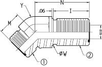 OFS 45 MALE ELB W/LOCKNUT